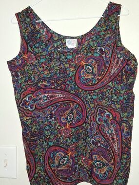 Vintage Paisley Scoop Neck Tank Top - Multicolor